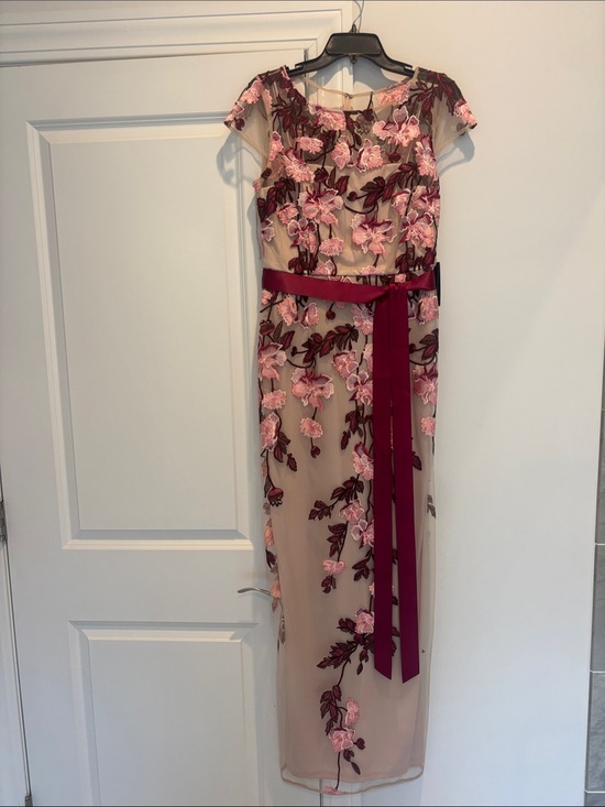Adrianna Papell Dresses & Skirts - Adrianna Papell Blush Maxi Dress with Pink and Burgundy Floral Embroidery